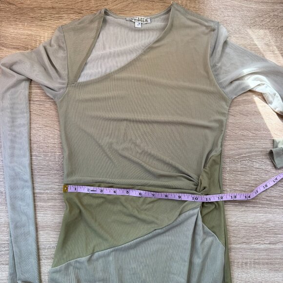 Saemdi Mesh Maxi Long Sleeve Dress Green Small - Picture 9 of 17
